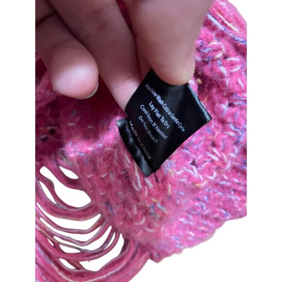 POL chunky pink boxy oversized cropped boho distressed sweater Women's Large - Picture 6 of 7